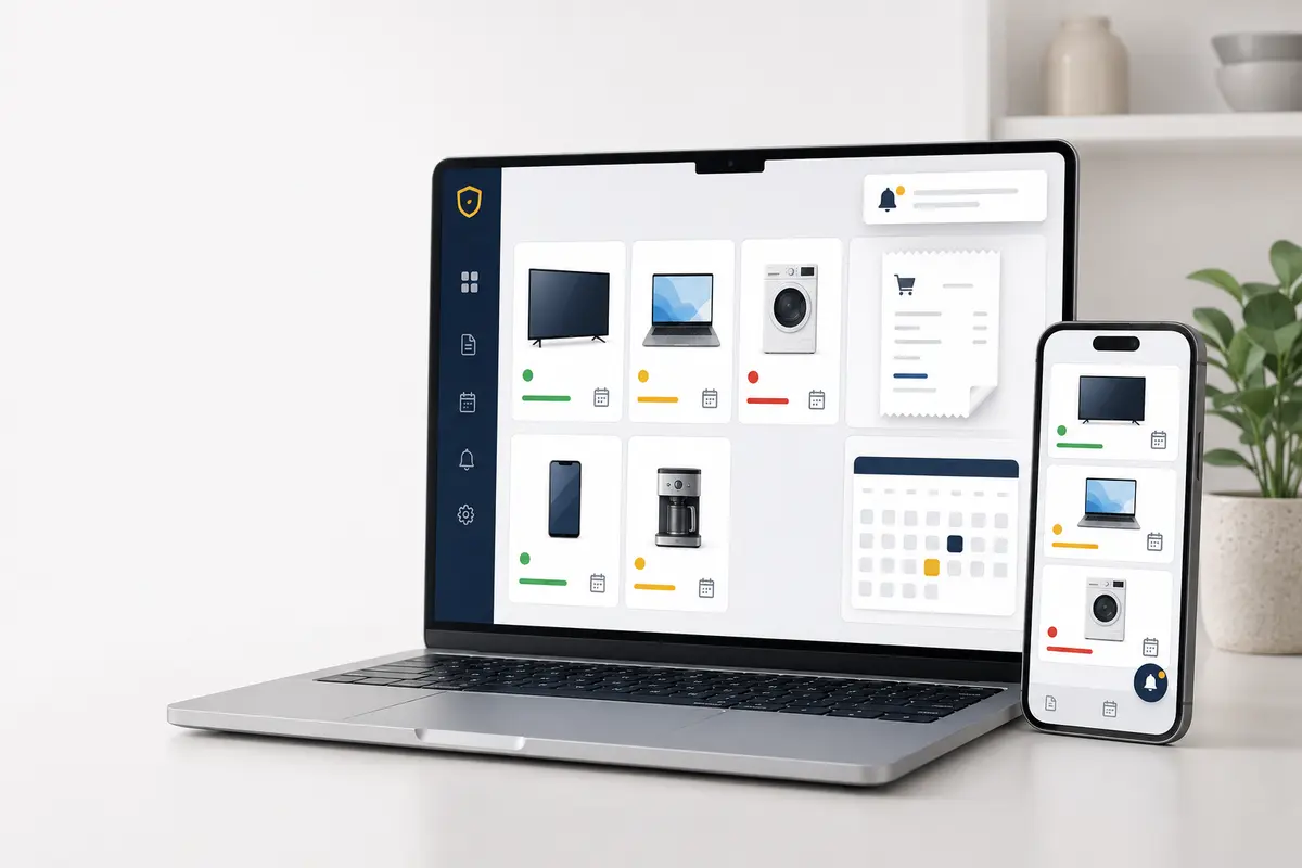 Organized digital warranty records with receipts and expiration reminders
